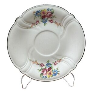 Taylor Smith Taylor TST Floral Saucer Tea Cup Plate Scalloped Edge VTG USA 5-7/8